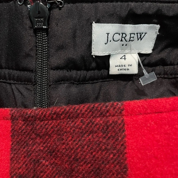 J. Crew Red & Black Buffalo Check Plaid Mini Skirt, Size 4 - Picture 6 of 6